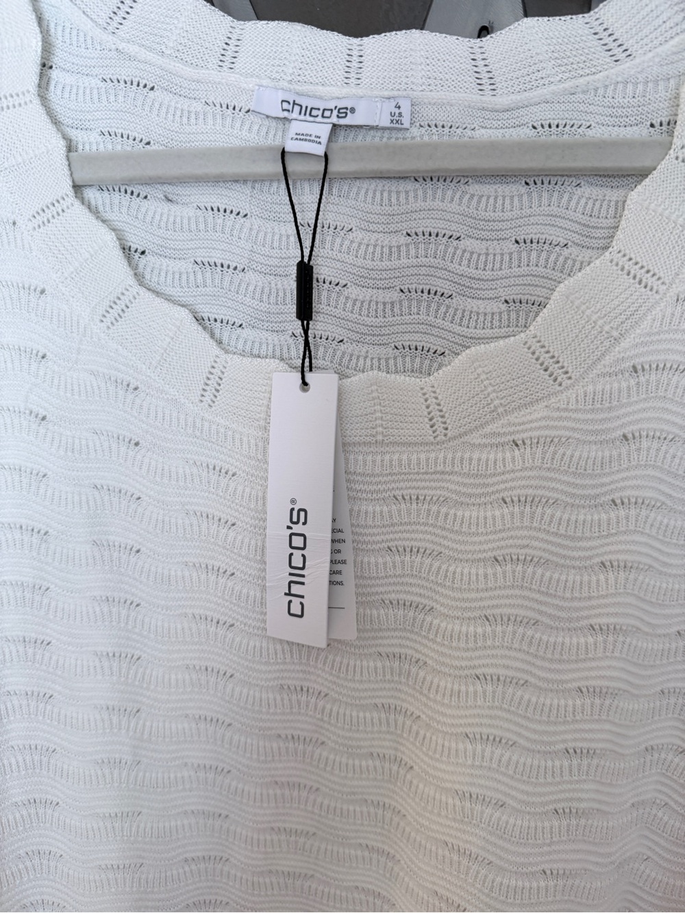Chico's Cream Open-Knit Scoop Neck Sweater
